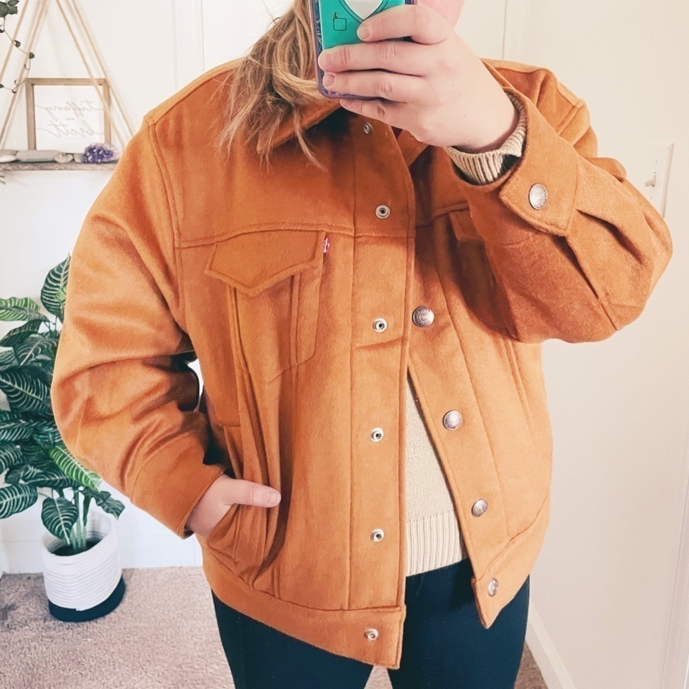 Levi’s Varsity Wool Trucker Coat in Camel Brown - NWT - Size Medium REVOLVE - Picture 4 of 8